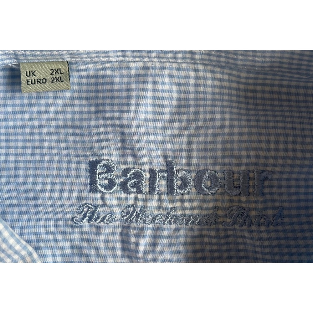 Barbour NWT Men's Blue Gingham Long Sleeve Button Down Shirt Weekend 174 Sz 2XL - Picture 4 of 9